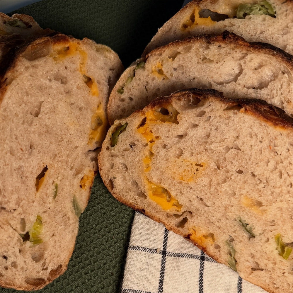 Cheddar and jalapeno sourdough bread