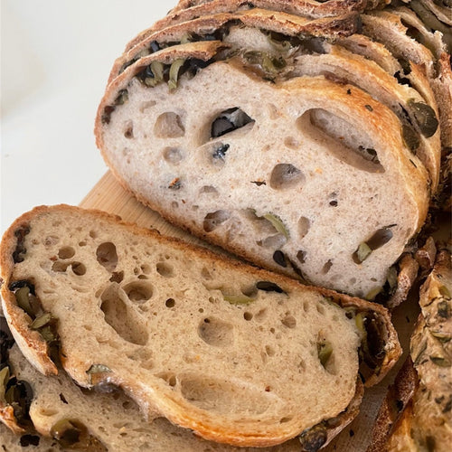 Olive and fresh zaatar sourdough bread